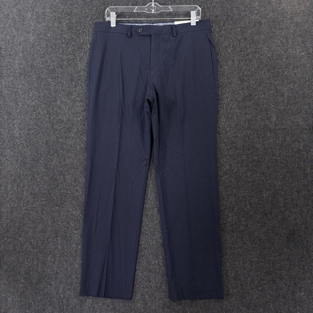 Lauren Ralph Lauren Pants Men's 32x30 Navy Check Dress Flat Front Stretch Slacks